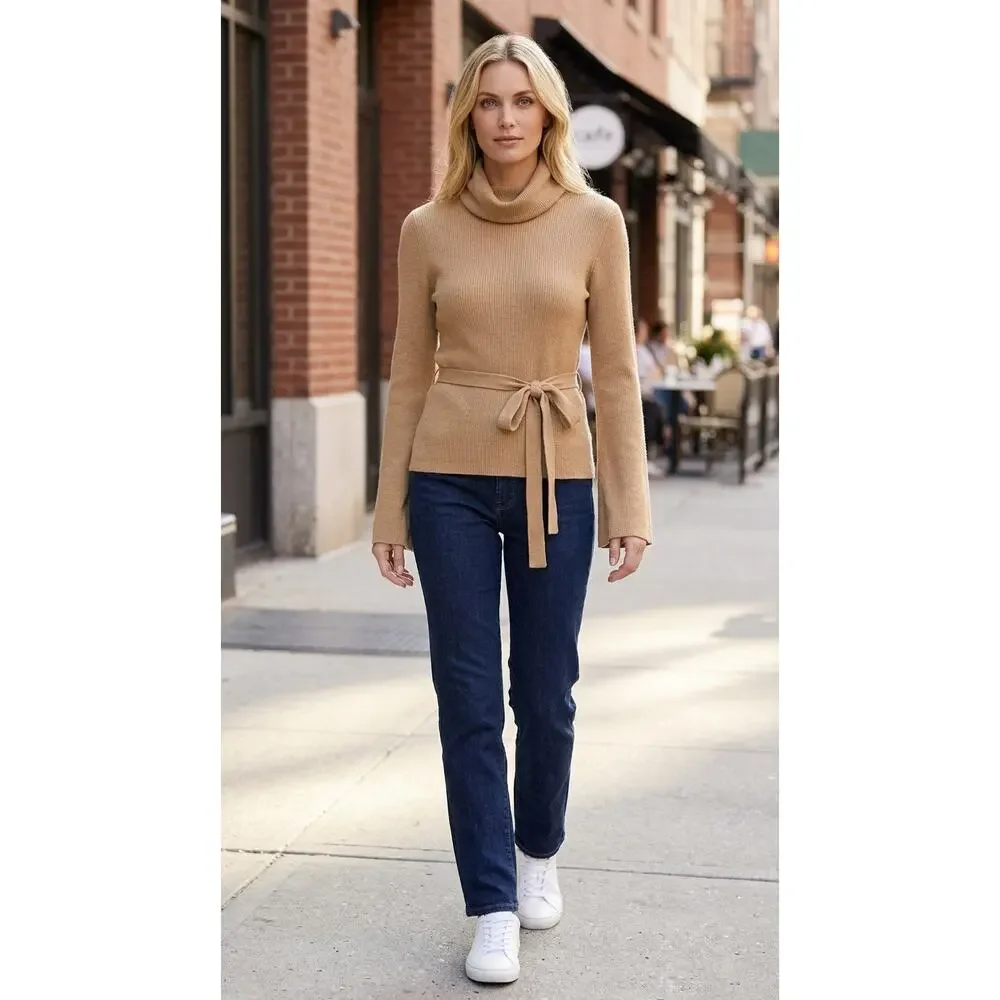 Express Wool Blend Tan Lightweight Sweater Women Size S
